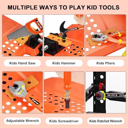 Kids Tool Bench with Power Drill, Realistic Tools, Construction Vest - Image 4