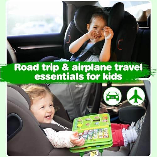 JHkim Busy Board Montessori Toys, Birthday Gifts for Boys Girls, Autism Sensory Travel Toy, Educational Activity Busy Book Board, Learning Fine Motor Skills Toys, Green - Image 6