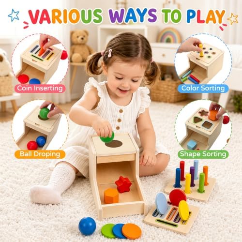 Montessori Toys for 1 Year Old, 4 in 1 Object Permanence Toys for Babies - Image 2