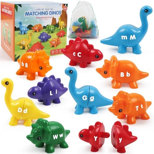 26pcs Alphabet Dinosaurs Matching Toy, Toddlers ABC Learning Dinosaurs by GKDOMS