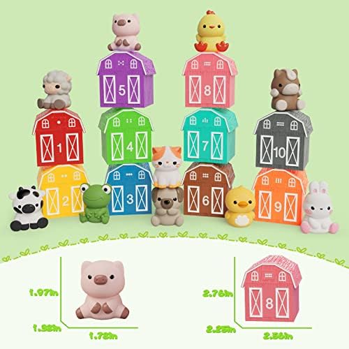 Learning Toys for 1 2 3+ Year Old Toddlers, 20pcs Farm Animals Barn Toys - Image 3