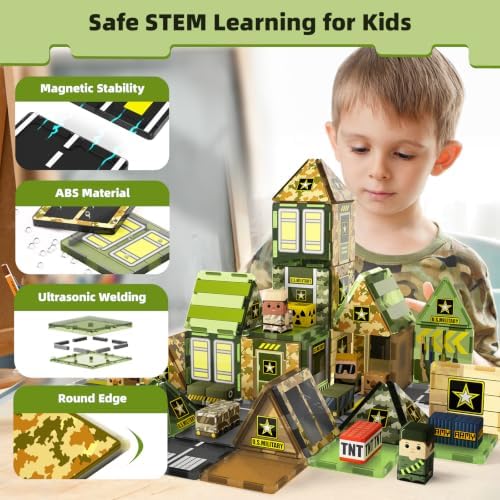 GobiDex 100PCS Magnetic Building Blocks Army Toys for Boys - Image 2
