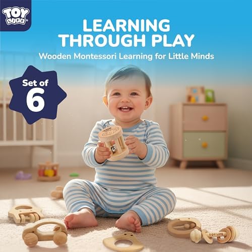 TOY Life Wooden Toys Cars, Montessori Baby Toys 6-12 Months, Wooden Baby Toys Rattle Cars for Toddlers 1-3, Baby Boy Nursery Decor, Montessori Toys for 1 Year Old Boy (6 PCS Rattle Set) - Image 5