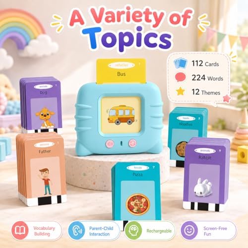 Talking Flash Cards for Toddlers 1 2 3 4 5 Year Olds, 224 Sight Words Montessori Language Learning Toys, Pocket Speech Therapy & Autism Sensory Toy, Educational Toddler Toys Gifts - Image 4