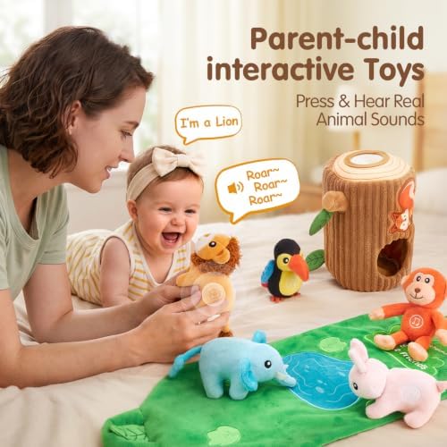 hahaland Baby Toys 6-12 Months, Jungle Plush Animal Set with Sounds & Words - Image 4