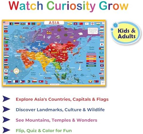 Tot Talk Asia Educational Placemat | Countries, Capitals, Flags & Landmarks - Image 2