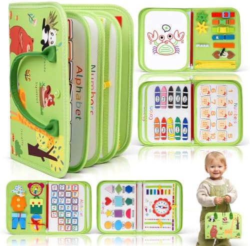 HumorPlay Montessori Gifts for 1,2,3 Year Old Boy Toys, Educational Busy Book for Toddlers 1-3 Age, Christmas Birthday Gift for 1-2 Year Old Boy Toys by HumorPlay