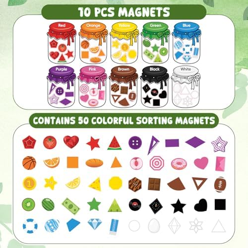 10Pcs Magnetic Color Sorting Cute Shape Fridge Magnets for Kids - Image 2