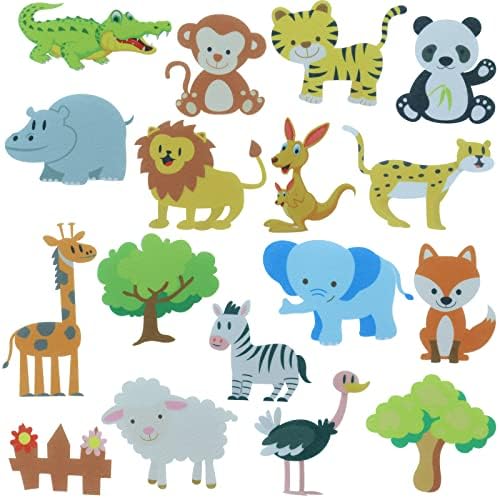 BXI 17 Pcs Zoo Animals Felt Board Story Pieces Set for Toddlers, Preschool & Kindergarten, Precut Felt Jungle Animals Figures for Preschool Crafts Activity Early Learning Storytelling by BXI
