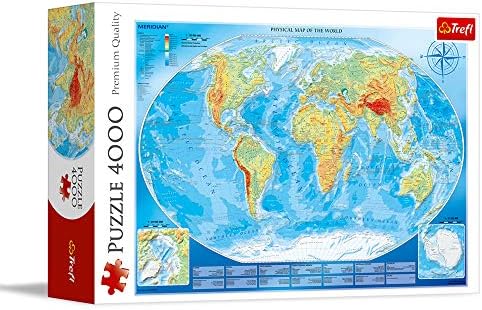 Trefl Large Physical map of the World - 4000 Piece Puzzle 53.5"x 37.8" by TreflUSA
