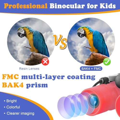 Real Binoculars for Kids Gifts for 3-12 Years Boys Girls 8x21 High-Resolution Optics Compact Toy Binocular for Bird Watching,Travel, Camping - Image 3