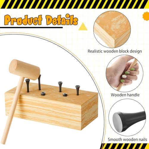 Realspring 4 Set Wooden Hammer Toys Kids Hammer Pounding Toy - Image 3