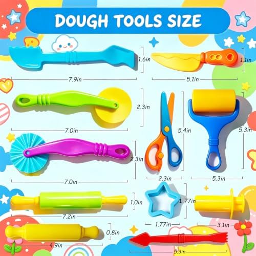Kids Dough and Clay Play Tools – 25 Pcs Modeling Clay Accessories with Rolling Pin, Cutters & Extruder – Toddler Craft Kit for Preschool Learning and Creative Play - Image 5