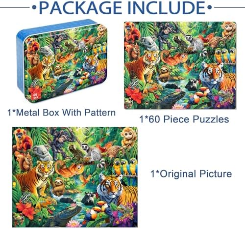 LELEMON Puzzles for Kids Ages 4-6, 60 Piece Puzzles for Kids in Metal Box - Image 7