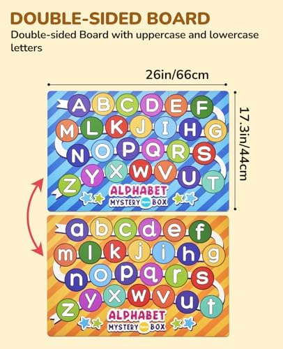 JoyCat Mystery Alphabet Box for Kids 52 PCS Letters Sorting Matching Game Activities Letter Sounds Fine Motor Learning Toys for Preschool Kindergarten Classroom - Easter Basket Stuffers Gifts for Kids - Image 4