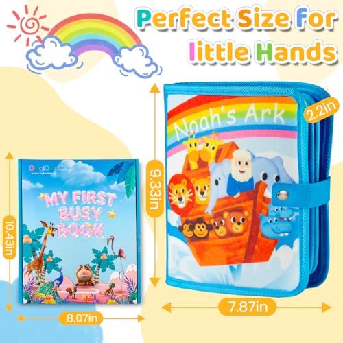 DEGIDEGI Montessori Busy Book for Toddlers, Educational Sensory Activity Book with Life Skills Training, Quiet Travel Toy for Car and Airplane, Christmas Birthday Gift (Light Blue) - Image 2