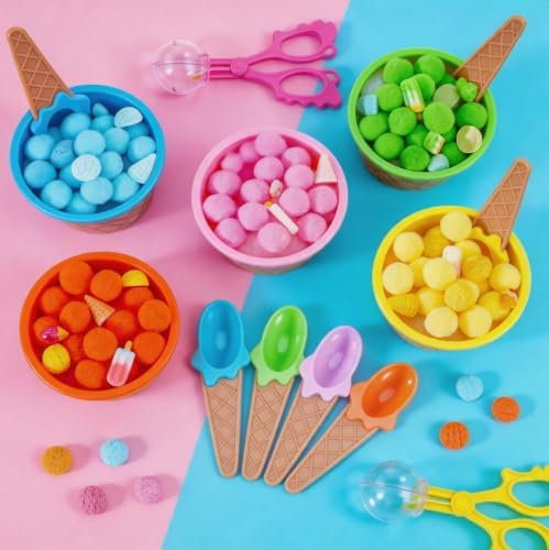 154 Pcs Ice Cream Sensory Bin Items Summer Counting Sorting Sensory Bin Filler Fine Motor Ice Cream Counts for Easter Day Summer Counting Decor - Image 5