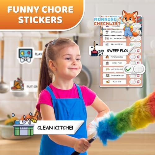 2 in 1 Upgraded Slider Bedtime/Morning Routine Chart for Kids Toddlers, Dry Erase Chore Chart for 2 Kids, Magnetic Visual Schedule for Kid - Image 2