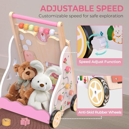 Wooden Baby Walker, Montessori Push Walker for Toddlers Learning Discovery - Image 5