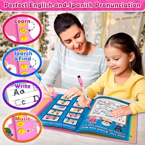 ABC Learning Sound Book for Toddlers 3–5 – Interactive Busy Book with English & Spanish, Alphabet, Counting, Music & Tracing Activities, Montessori Educational Toy, Holiday for Kids - Image 4