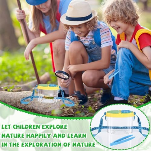 Halloscume 12 Pack Bug Catcher for Kids Insect Bug Viewer Kit with Tweezers Explorer Outdoor Set Insects Catcher Containers Magnifying Box for Children Science Nature Exploration Tool(Deep Color) - Image 4