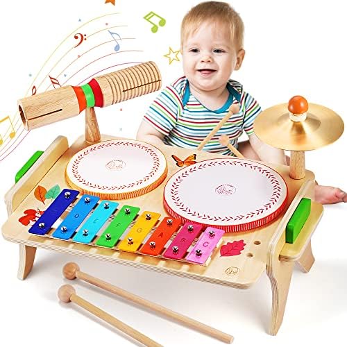 WINGYZ Kids Drum Set, 7-in-1 Wooden Music Instruments for Toddlers FSC Safe by wingyz