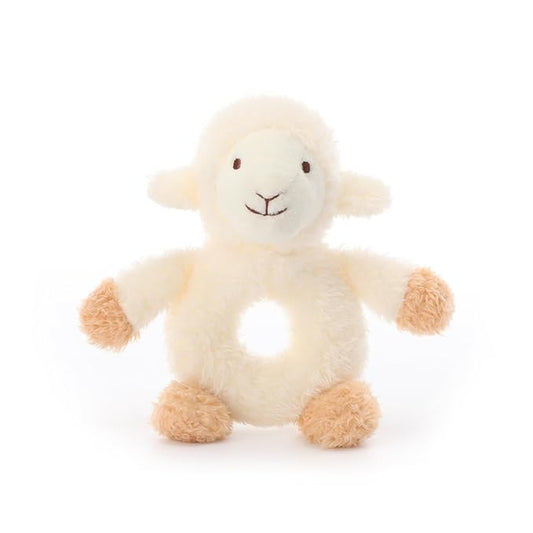 Apricot Lamb Baby Lovey Lamb Soft Rattle Toy, Plush Stuffed Animal for Newborn Soft Hand Grip Shaker Over 0 Months (Cream Lamb, 6 Inches)