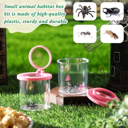 Skylety 2 Pieces Bug Jars Insect Viewer Catcher Bug Magnifying Insect Cage Container for Kids Children Science Nature Exploration Tool (Pink) - Image 6
