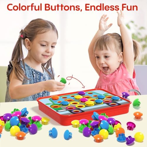 AMOSTING Button Art Toy, Color Matching Pegboard for Kids Ages 3+ - Image 2