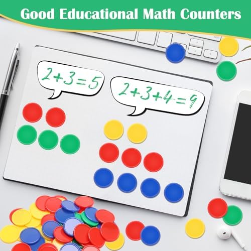 Luxiv 200Pcs Plastic Learning Counters with Storage Box, 4 Colors Bingo Chips 1 Inches Poker Chips Educational Counting Math Counters Manipulatives Round Game Chips Plastic Counters - Image 5
