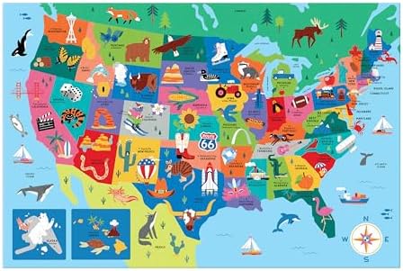 Mudpuppy - Map of the U.S.A. 50 Piece Giant Floor Puzzle for Kids - Image 2