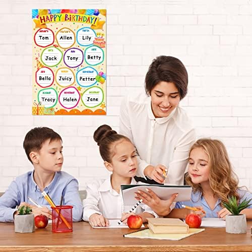 FaCraft Birthday Chart for Classroom - Happy Birthday Poster Reusable Birthday Calendar Laminated Classroom Birthday Chart Classroom Bulletin Board Decorations Back to School Supplies - Image 6
