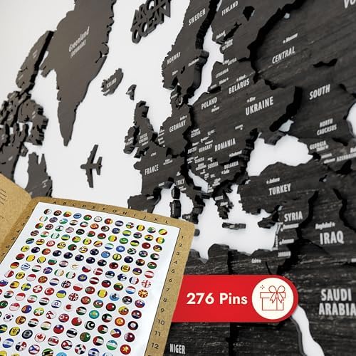 Colorfull Worlds, Multilayer 3D Wooden World Map, Travel Map States and Capitals, Wall Decor For New House, Gift For Travelers, Office Decor, Educational Activity for Children (M, Tuana) - Image 5