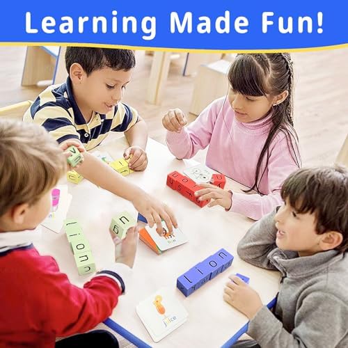 Wooden Blocks Spelling Game, Matching Letter Game for Kids Ages 3-8, Kindergarten Educational Sight Words Flash Cards Learning Toy, Preschool Montessori ABC Alphabet Crossword Puzzle - Image 5
