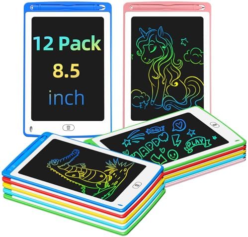 Party Favor LCD Writing Tablet for Kids, 8.5 Inch Colorful Doodle Board Drawing Tablet, Educational Learning Toys Birthday Gifts for Boys Girls Age 3 4 5 6 7 8 (12 Pack) by TQU