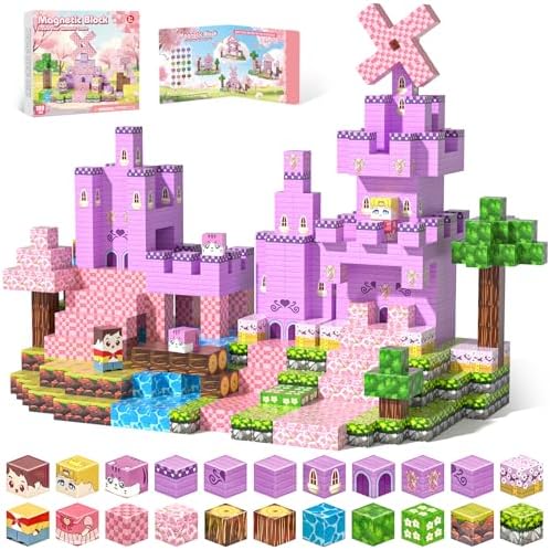 100PCS Magnetic Building Block,STEM Sensory Toys with Princess Castle Build by GRYXPOX-BuildMagwonderWorlds