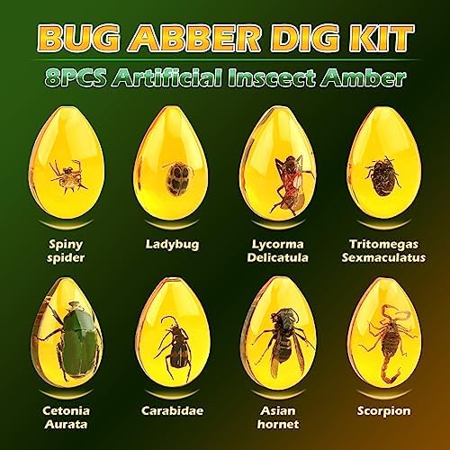Woumserta Amber Dig Kits, Bugs Toys for Kids 5-7, 8 Insects Specimens Gifts - Image 2