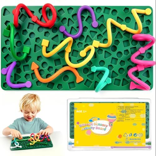 Green Sensory Activity Board Airplane Travel Essentials Fidget Toys for Toddlers Kids，Silicone Autism Quiet Calming Down Restaurant Car Ride Road Trip Toys by UIIOPJIOM