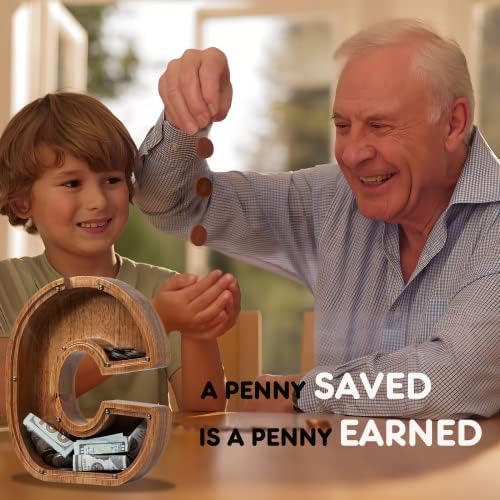 ladenk 12 Inch Extra Large Wooden Kids Letter Piggy Bank - Piggy Bank for Boys Girls - Initial C Bank - Alphabet Money Bank for Birthday - Image 6