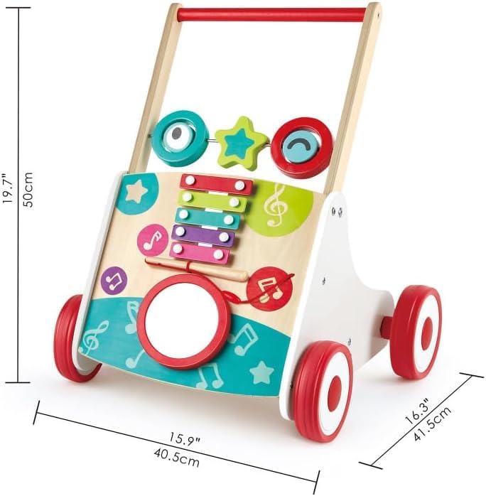 Hape Wooden Push and Pull Music Learning Walker| Multiple Activities Center for Toddlers Ages 10 Months and Up - Image 3