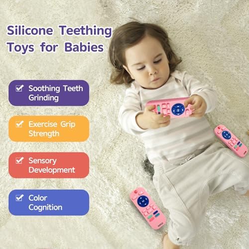 Hooku Silicone Teething Toys for Babies 0-6 Months, Teethers for Babies 6-12 Months, Remote Teether for Baby, Sensory Toys for Babies, Baby Chew Toys - Image 4