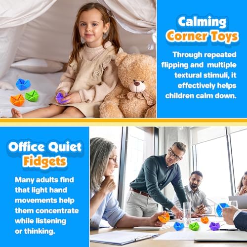 KLT Fidget Sensory Toys for Kids: Quiet Silicone Sensory Flip Cube with Textures - Calming Toys for Autism Kids Stress Reduce - ADHD Fidget Toys for Classroom Focus - Image 4