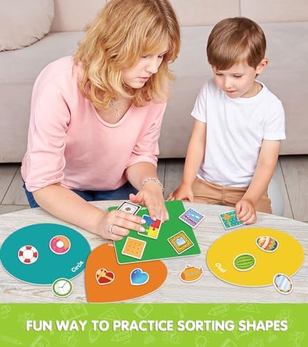 EAMAY Shape Sorter Toy for Toddler, Shape Puzzles and Matching Games Set with 8 Sorting Mats and 48 Everyday Objects Pieces - Learning Sorting Toys for Kids - Image 3