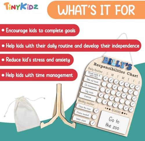 Personalized Wooden Daily Routine Chart 12x15", Responsibilities Chart for Kids, Routine Chart for Toddlers, Weekly Routine Chart for Boys, Kids Wooden Chore Chart - Image 4