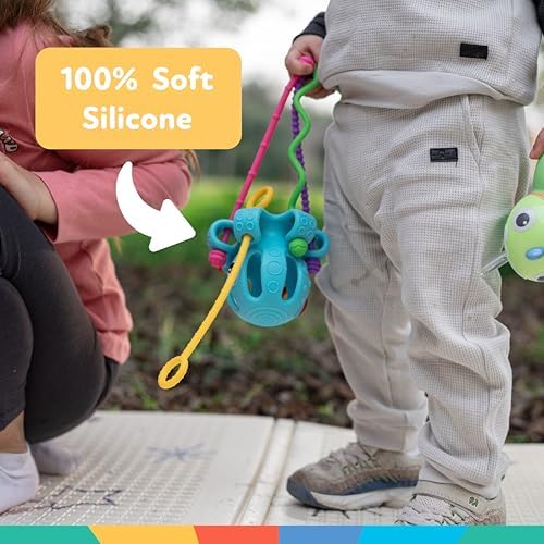 Nuby Silicone Octopus Sensory Toy with Bright Colored Silicone Textured Cords for Tactile Development, 18+ Months - Image 5