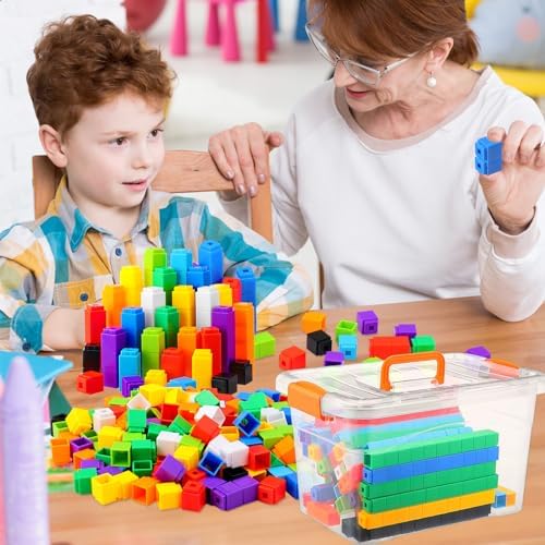 Jenaai 300 Pcs Linking Cubes with Storage Box, Colorful 2cm Math Counting Blocks, Stem Classroom Manipulatives, Back to School Gifts for Preschool Homeschool Teacher Kids(Yellow) - Image 5