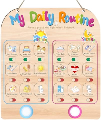 Daily Routine Chart for Toddlers, 2 in 1 Morning Bedtime Routine by AINBIN