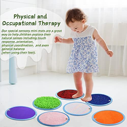 Boao 8 Set Mini Sensory Mats for Autism Kids Sensory Floor Tiles, Round - Image 5