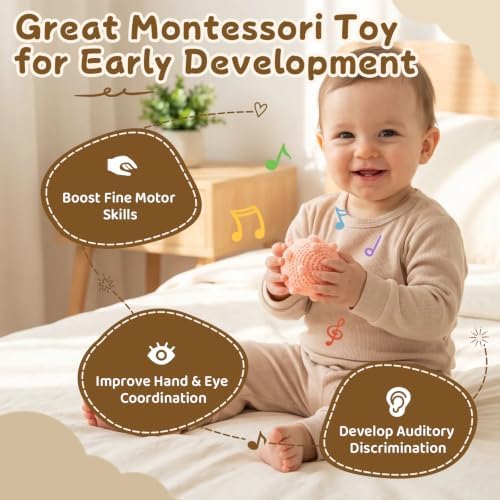Adena Montessori Soft Knit Sensory Ball with Bell, 6-12mo - Image 4