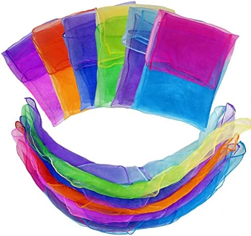 Lolakee Dance Scarves for Kids: Juggling Scarves, 12 Pcs, 24" x 24", Toddler, Unisex, Multicolored, Rainbow Theme - Image 4